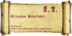 Bliszka Nikolett névjegykártya